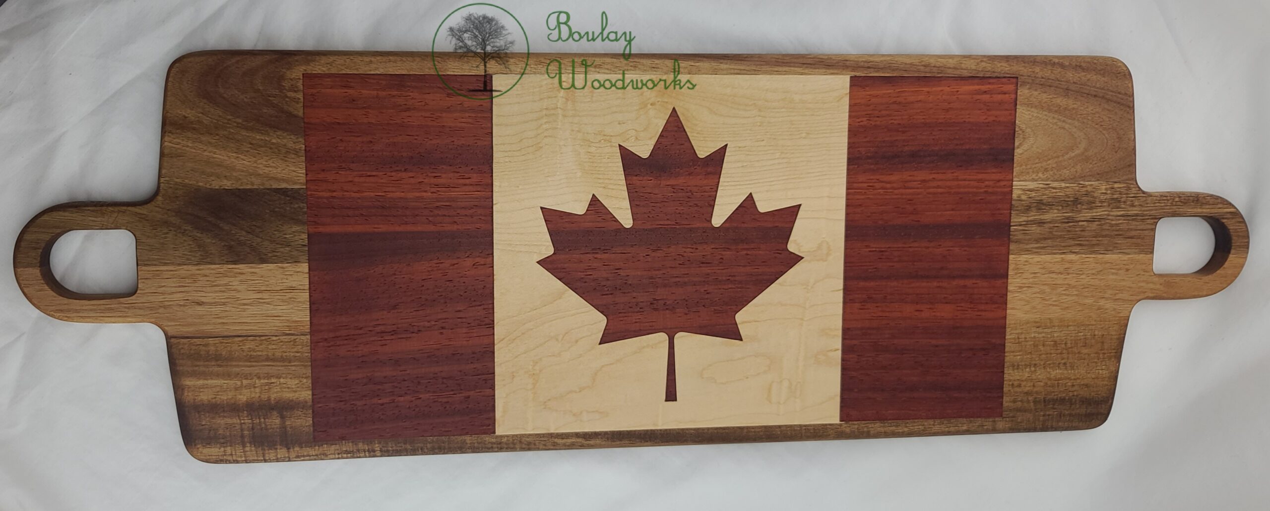 Figured Maple Charcuterie serving board Wave Design, selling with Padauk wood inlay accent